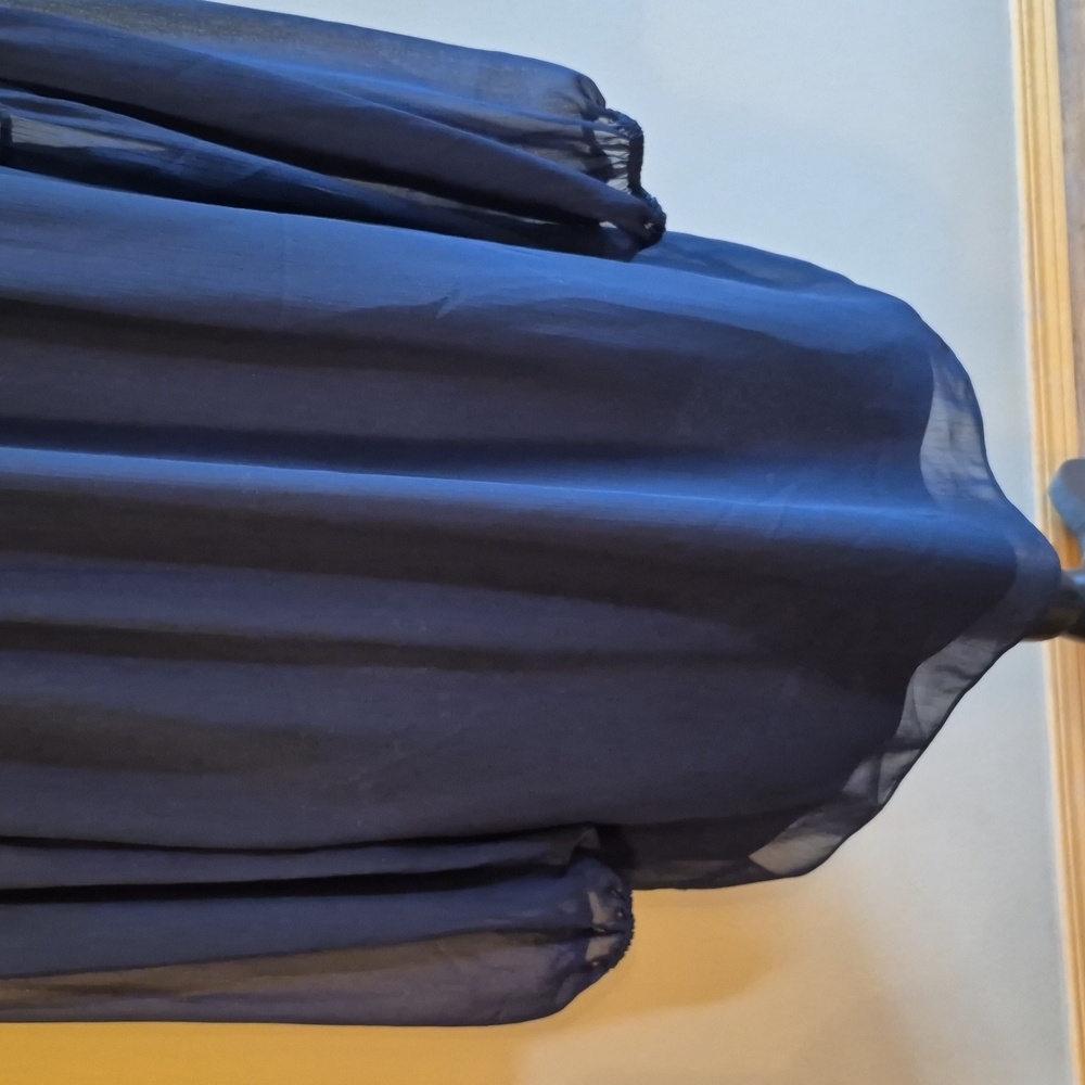 MASSIMO DUTTI Loose Fit Navy V-Neck Sheer Chiffon Sleeve Lined Dress, Size Large - Picture 8 of 15